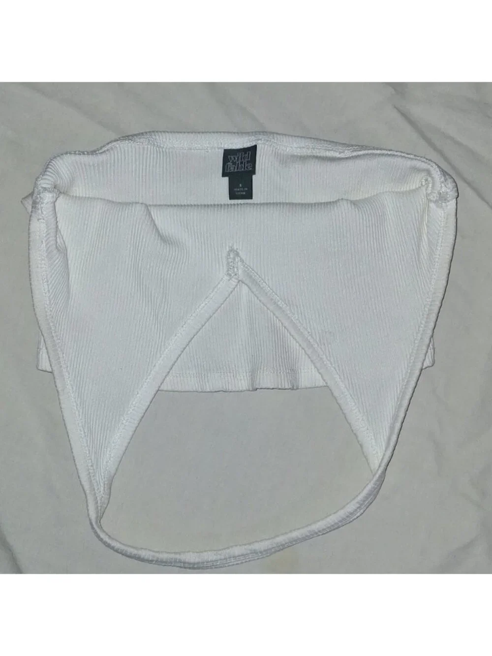 White Ribbed Halter Crop Top